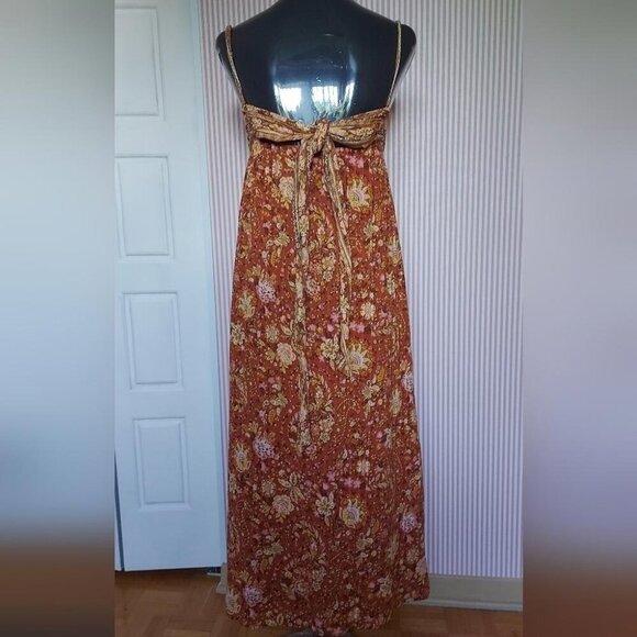 Boho Maxi Dress Paisley Tie Back Festival Y2K Spaghetti Strap - Picture 4 of 13